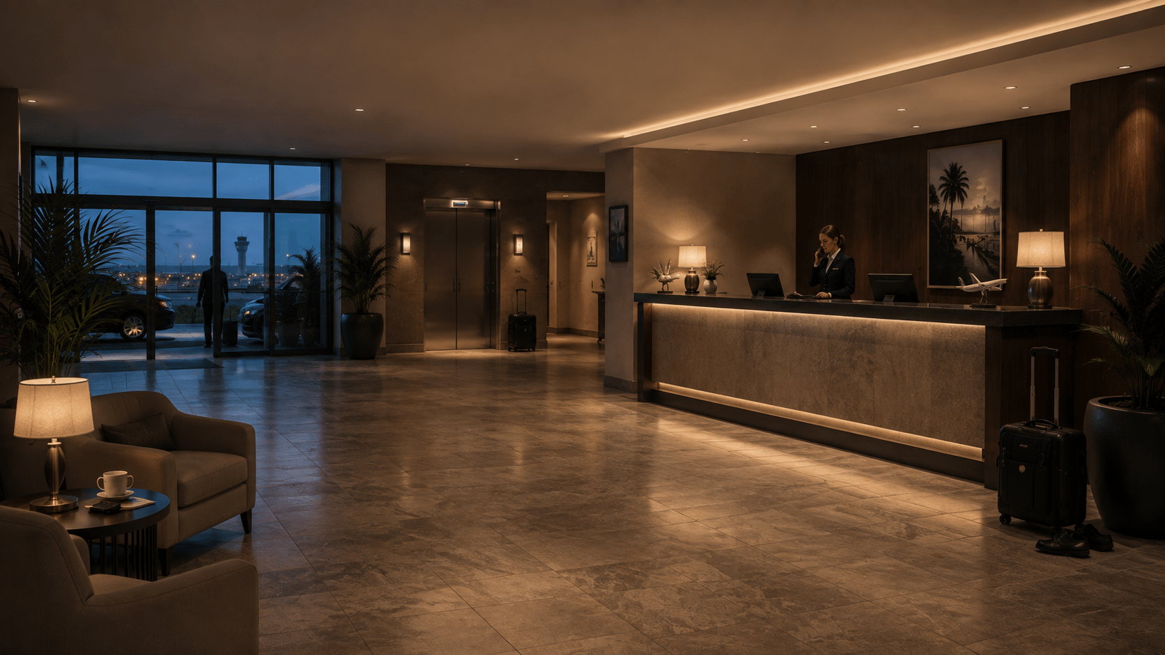 AEROCIETY PMI hotel-reception scene